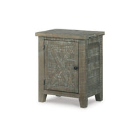 Accent Cabinet, Crossbuck Pattern, 20 Inch, Distressed Gray Solid Wood
