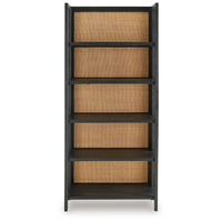 Bookcase, 70 Inch, 5 Wood Storage Shelves, Black and Brown Solid Wood -BM327869