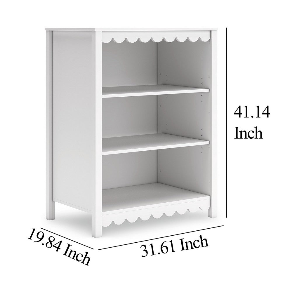 Kally Standing Bookcase, 3 Open Shelves, Matte White Wood, 41 Inch -BM327916