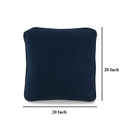 Wali Square Accent Throw Pillow, 20 Inch, Feather Fill, Blue Polyester -BM328065