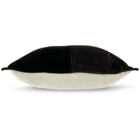 Vale Square Accent Throw Pillow, 20 Inch, Patchwork Design Black Suede -BM328069