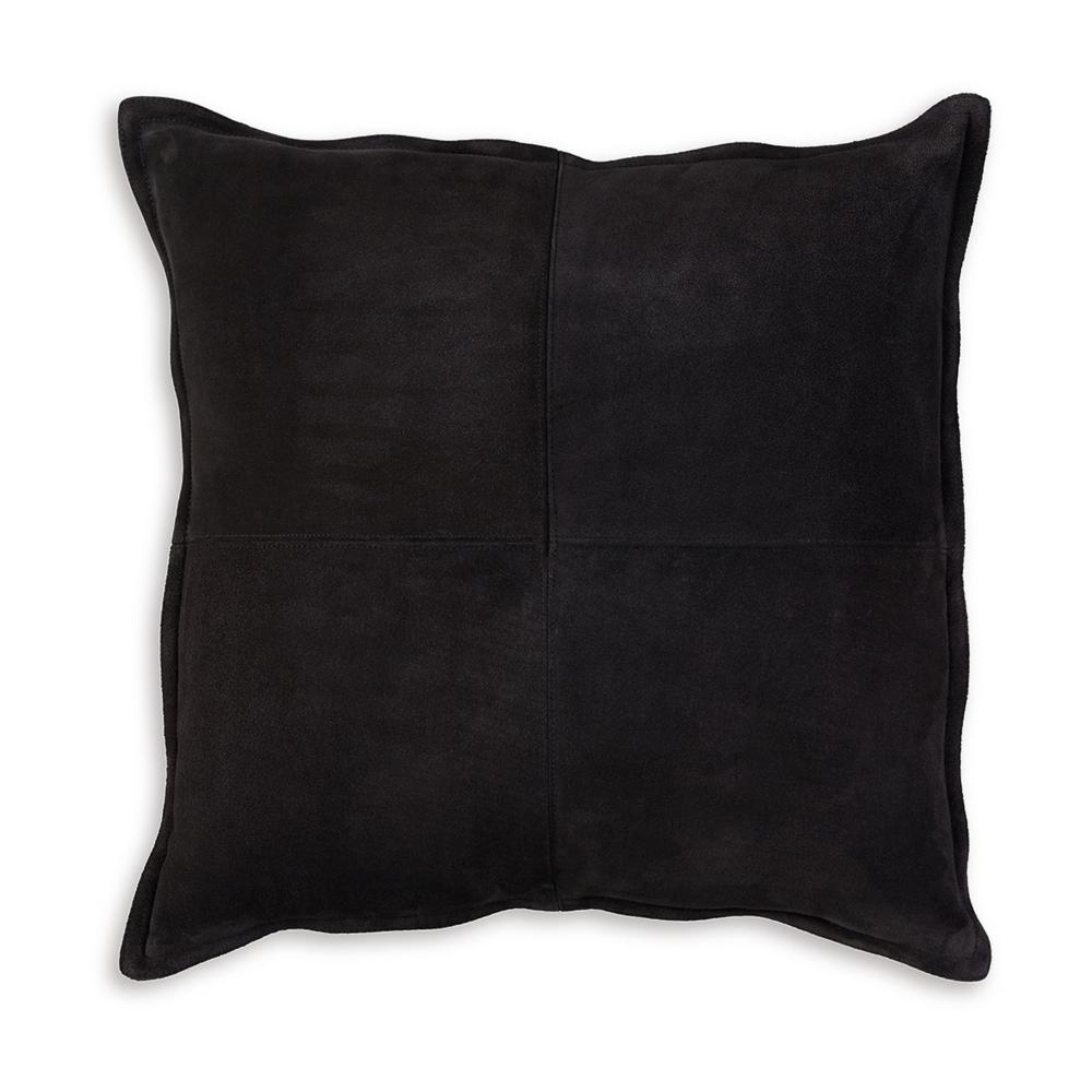 Vale Square Accent Throw Pillow, 20 Inch, Patchwork Design Black Suede