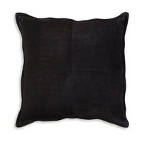 Vale Square Accent Throw Pillow, 20 Inch, Patchwork Design Black Suede