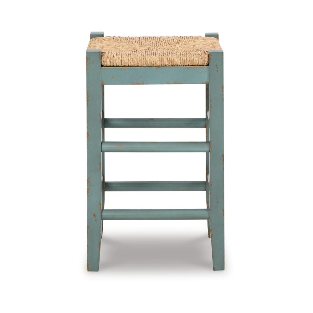 Anya Counter Height Stool Set of 2, Brown Woven, 23 Inch Rustic Blue -BM328102