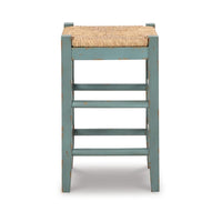 Anya Counter Height Stool Set of 2, Brown Woven, 23 Inch Rustic Blue -BM328102