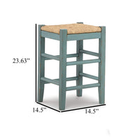 Anya Counter Height Stool Set of 2, Brown Woven, 23 Inch Rustic Blue -BM328102