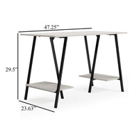 Gem Home Office Desk, 47 Inch Gray Top w Shelves, Whitewash, Black -BM328106