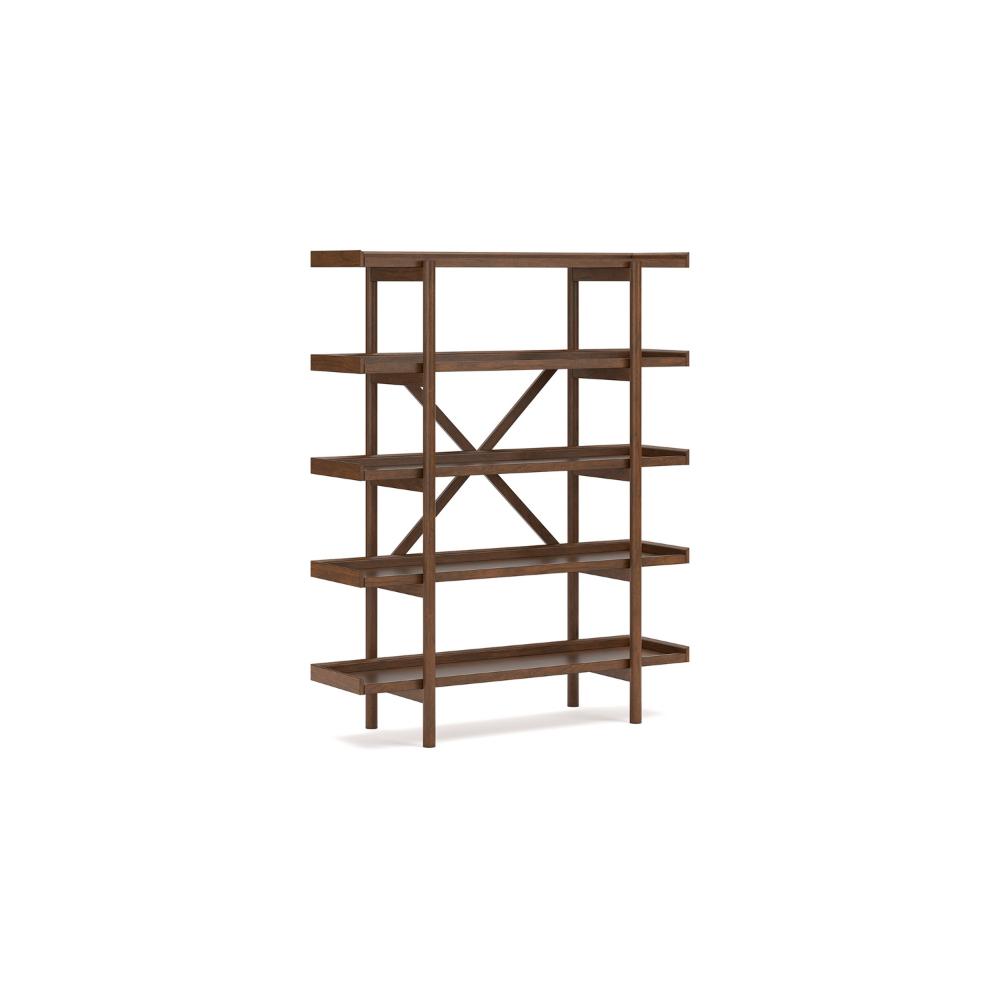 Jeyn Bookcase, 5 Fixed Display Shelves, 70 Inch Natural Brown Wood
