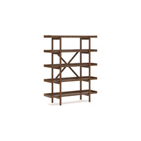 Jeyn Bookcase, 5 Fixed Display Shelves, 70 Inch Natural Brown Wood