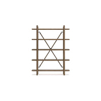 Rohan Bookcase w 5 Display Shelves, Brown Wood X Cross Back, 71 Inch -BM328127