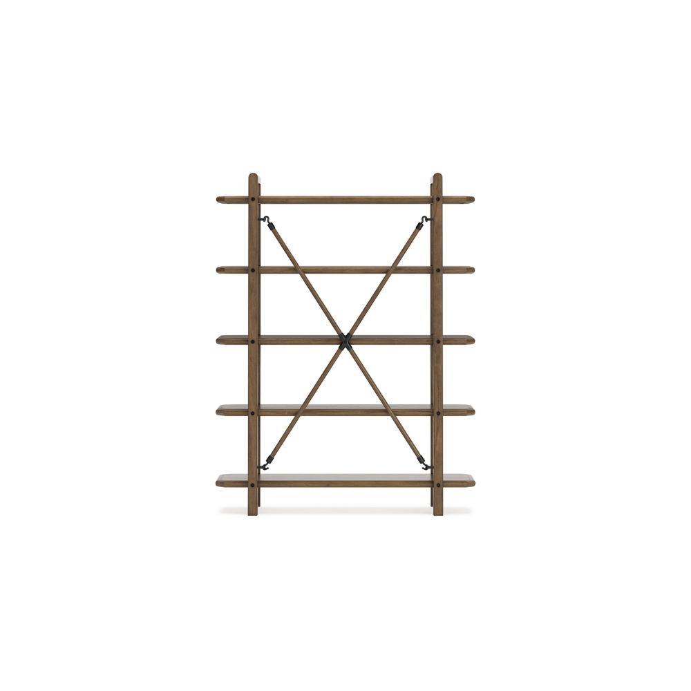 Rohan Bookcase w 5 Display Shelves, Brown Wood X Cross Back, 71 Inch -BM328127