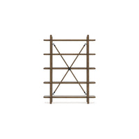 Rohan Bookcase w 5 Display Shelves, Brown Wood X Cross Back, 71 Inch -BM328127