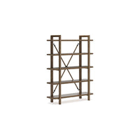 Rohan Bookcase w 5 Display Shelves, Brown Wood X Cross Back, 71 Inch