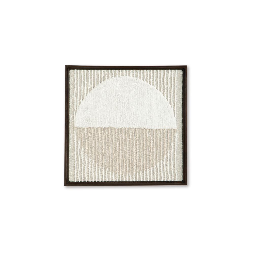 Miji Wall Art Decor, Half Moon Circle Beige White Woven Detail 30 x 30 -BM328158