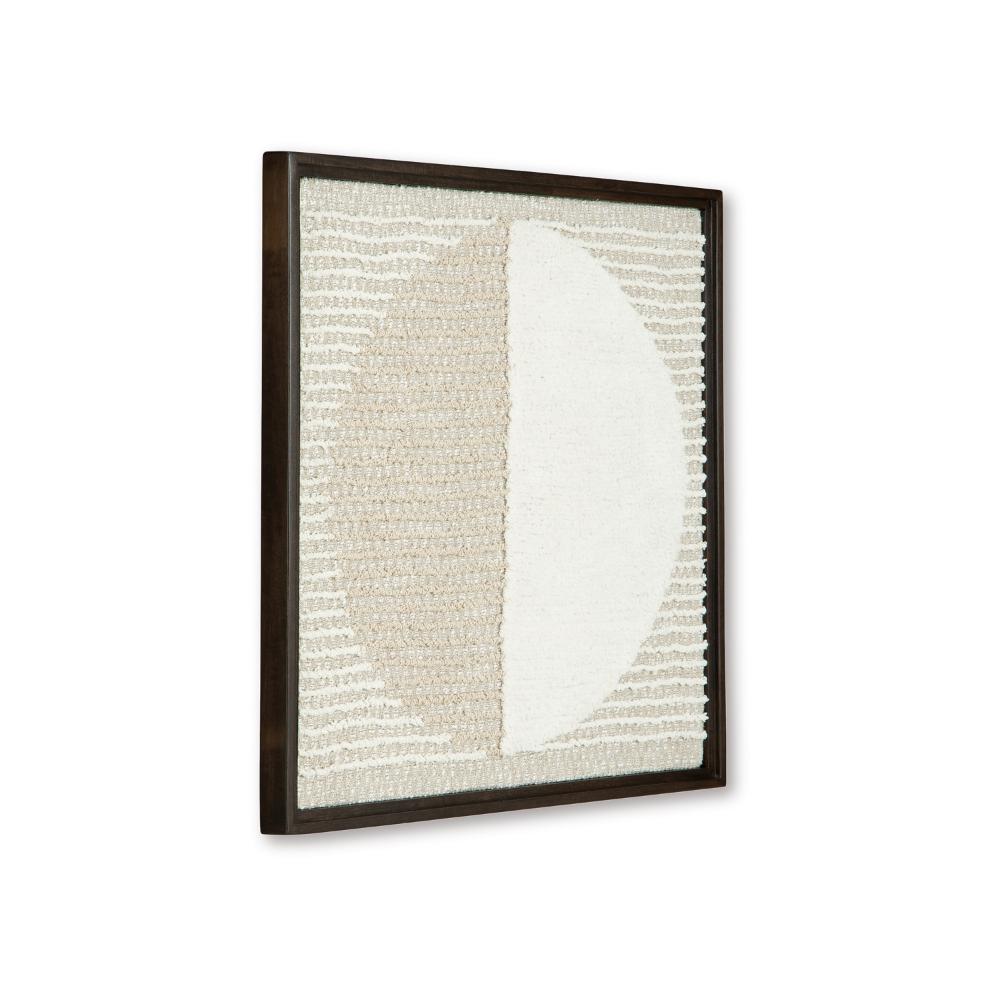 Miji Wall Art Decor, Half Moon Circle Beige White Woven Detail 30 x 30