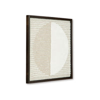 Miji Wall Art Decor, Half Moon Circle Beige White Woven Detail 30 x 30