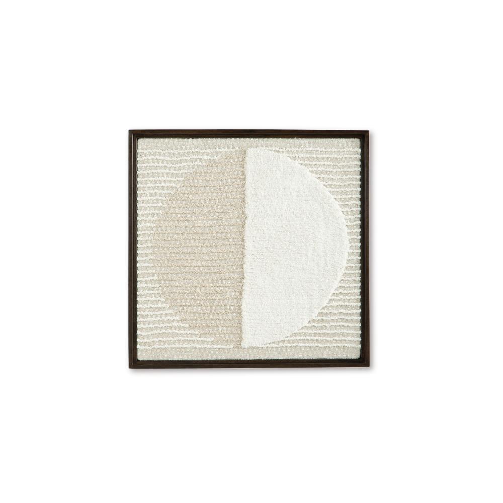 Miji Wall Art Decor, Half Moon Circle Beige White Woven Detail 30 x 30 -BM328158