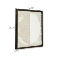 Miji Wall Art Decor, Half Moon Circle Beige White Woven Detail 30 x 30 -BM328158