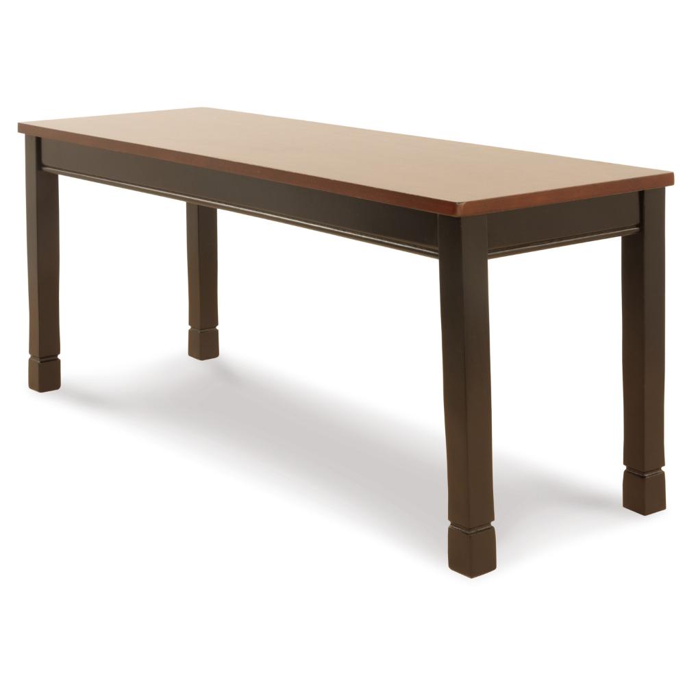 Vilo Dining Bench, 42 Inch, Rich Brown Wood Seat, Black Tapered Legs -BM328197