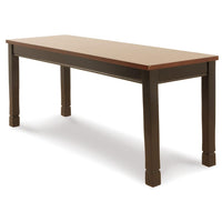 Vilo Dining Bench, 42 Inch, Rich Brown Wood Seat, Black Tapered Legs -BM328197