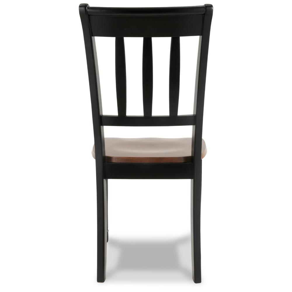 Vilo Dining Side Chair Set of 2, Brown Wood Seat, Black Straight Legs -BM328198