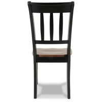 Vilo Dining Side Chair Set of 2, Brown Wood Seat, Black Straight Legs -BM328198