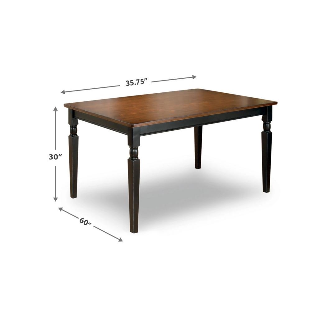 Vilo Dining Table, 60 Inch Brown Rectangular Wood, Black Turned Legs -BM328199