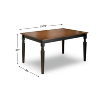 Vilo Dining Table, 60 Inch Brown Rectangular Wood, Black Turned Legs -BM328199