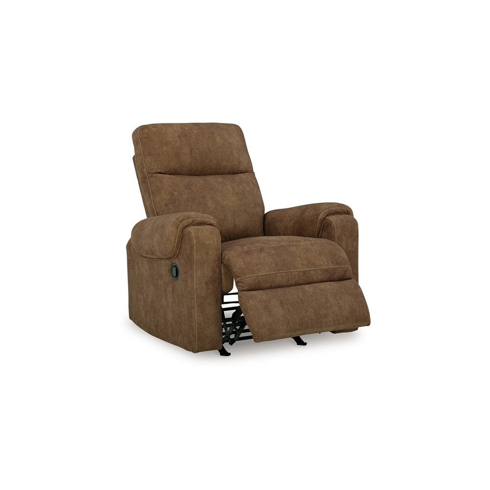 Woli Manual Rocker Recliner Chair, 39 Inch Classic Brown Faux Leather -BM328219