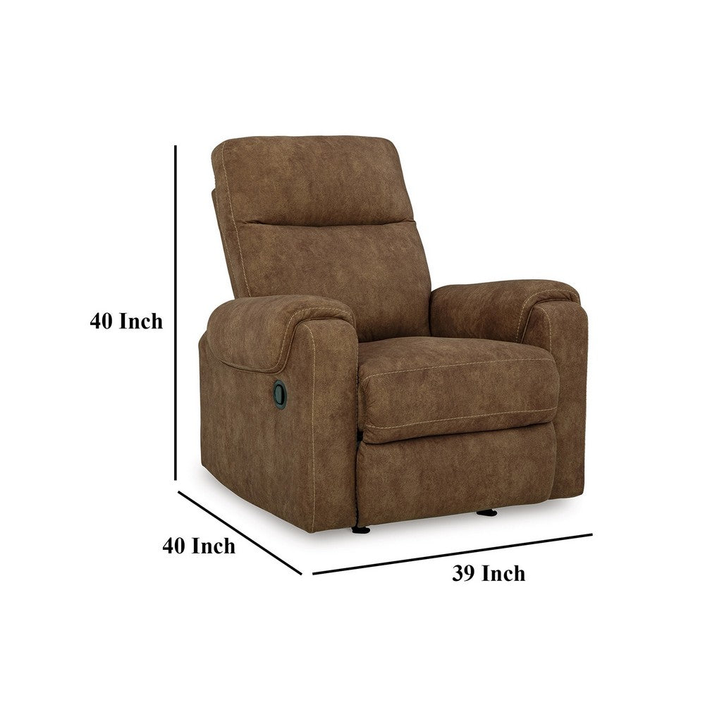 Woli Manual Rocker Recliner Chair, 39 Inch Classic Brown Faux Leather -BM328219