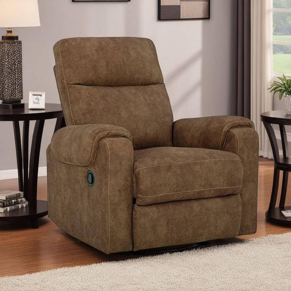 Woli Manual Rocker Recliner Chair, 39 Inch Classic Brown Faux Leather -BM328219