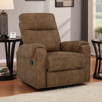 Woli Manual Rocker Recliner Chair, 39 Inch Classic Brown Faux Leather -BM328219