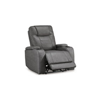 Scon Power Recliner Chair, 37 Inch, LED Light, Gray Faux Leather -BM328222