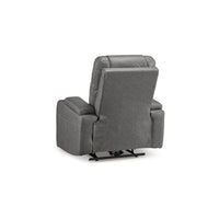 Scon Power Recliner Chair, 37 Inch, LED Light, Gray Faux Leather -BM328222