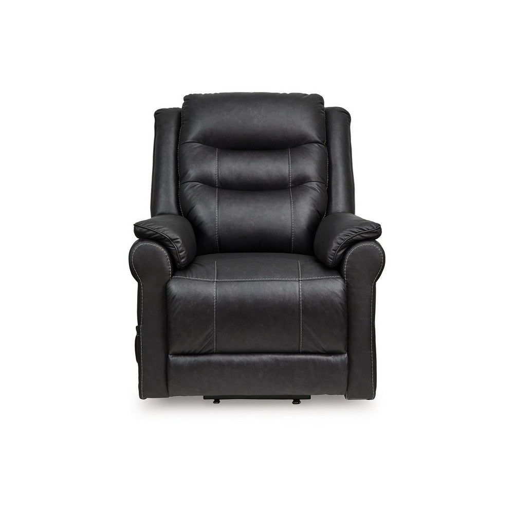 Otim Power Lift Recliner Chair, 35in, Heat Massage, Black Faux Leather -BM328230
