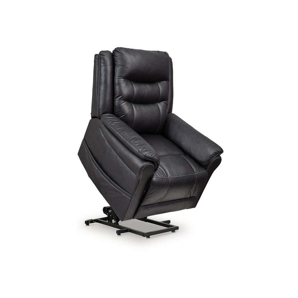 Otim Power Lift Recliner Chair, 35in, Heat Massage, Black Faux Leather -BM328230
