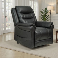 Otim Power Lift Recliner Chair, 35in, Heat Massage, Black Faux Leather -BM328230