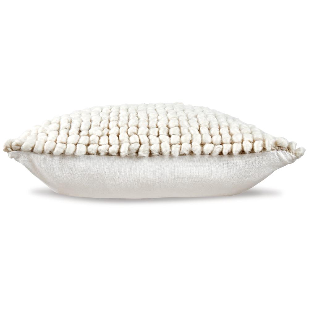 Avy Square Accent Throw Pillow, 20 Inch Plush Looped Ivory White Wool -BM328270
