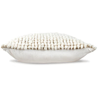Avy Square Accent Throw Pillow, 20 Inch Plush Looped Ivory White Wool -BM328270