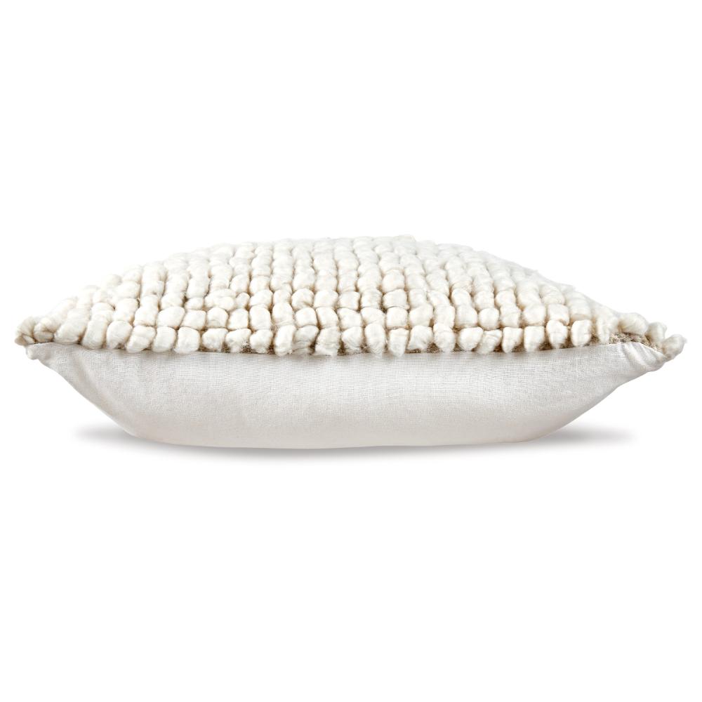 Avy Square Accent Throw Pillow, 20 Inch Plush Looped Ivory White Wool -BM328270