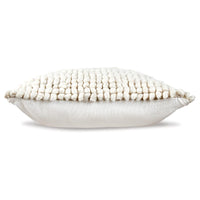 Avy Square Accent Throw Pillow, 20 Inch Plush Looped Ivory White Wool -BM328270