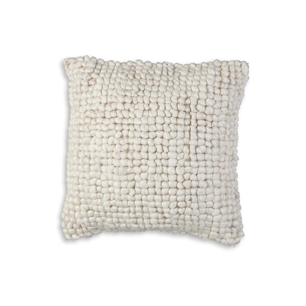 Avy Square Accent Throw Pillow, 20 Inch Plush Looped Ivory White Wool