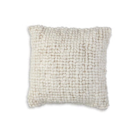 Avy Square Accent Throw Pillow, 20 Inch Plush Looped Ivory White Wool