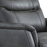 Barrett Power Lift Recliner Chair, Dark Gray Faux Leather, Pillow Back -BM328343