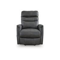 Barrett Power Lift Recliner Chair, Dark Gray Faux Leather, Pillow Back -BM328343