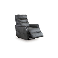 Barrett Power Lift Recliner Chair, Dark Gray Faux Leather, Pillow Back -BM328343