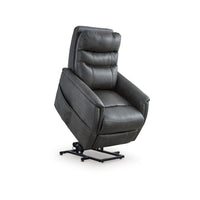 Barrett Power Lift Recliner Chair, Dark Gray Faux Leather, Pillow Back -BM328343