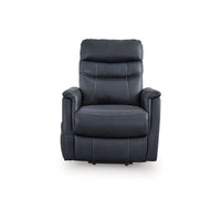 Barrett Power Lift Recliner Chair, Navy Blue Faux Leather, Pillow Back -BM328344