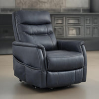 Barrett Power Lift Recliner Chair, Navy Blue Faux Leather, Pillow Back -BM328344