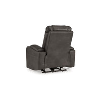 Callum Power Recliner Chair, Adjustable Headrest, Gray Faux Leather -BM328345